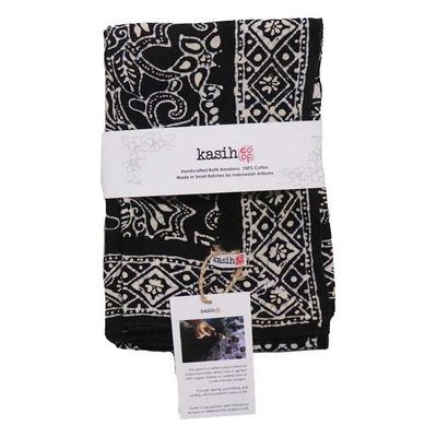 Alternate image for Large 39 Hand Dyed Batik Bandana, 100% Soft Cotton, Black Dark Blue, Wings