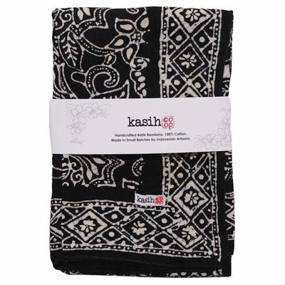 Alternate image for Large 39 Hand Dyed Batik Bandana, 100% Soft Cotton, Black Dark Blue, Wings