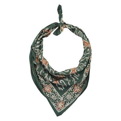 Alternate image for Hand Dyed Batik Bandana, 100% Soft Cotton, Forest Scroll, Green, Peach, Autumn