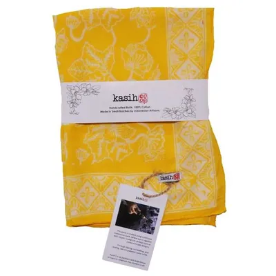 Alternate image for Hand Dyed Batik Bandana, 100% Soft Cotton, Sunrise, Butter Yellow