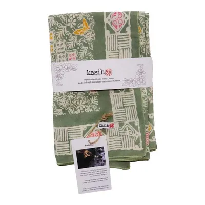 Alternate image for Large 39 Hand Dyed Batik Bandana, 100% Soft Cotton, Pastel Heaven, Green, Gray