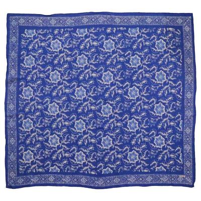 Alternate image for Large 39 Hand Dyed Batik Bandana, Blue Tendril, 100% Cotton