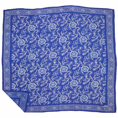 Alternate image for Large 39 Hand Dyed Batik Bandana, Blue Tendril, 100% Cotton