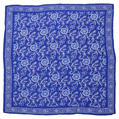 Alternate image for Large 39 Hand Dyed Batik Bandana, Blue Tendril, 100% Cotton