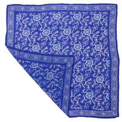 Alternate image for Large 39 Hand Dyed Batik Bandana, Blue Tendril, 100% Cotton