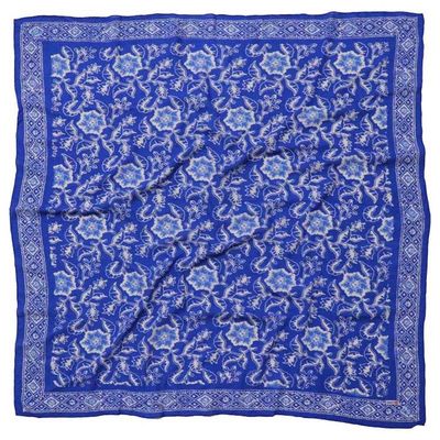 Alternate image for Large 39 Hand Dyed Batik Bandana, Blue Tendril, 100% Cotton