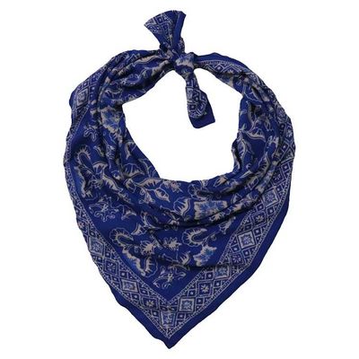 Alternate image for Large 39 Hand Dyed Batik Bandana, Blue Tendril, 100% Cotton