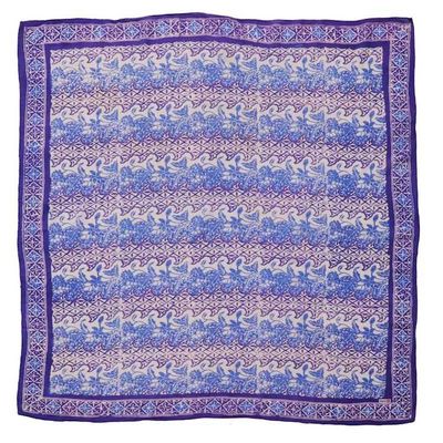 Alternate image for Large 39 Hand Dyed Batik Bandana, Soft Lightweight Cotton, Vines in Navy Blue