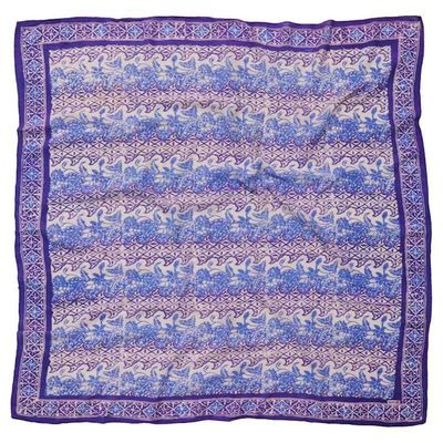 Alternate image for Large 39 Hand Dyed Batik Bandana, Soft Lightweight Cotton, Vines in Navy Blue