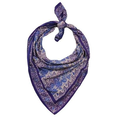 Alternate image for Large 39 Hand Dyed Batik Bandana, Soft Lightweight Cotton, Vines in Navy Blue