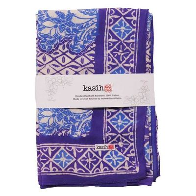 Alternate image for Large 39 Hand Dyed Batik Bandana, Soft Lightweight Cotton, Vines in Navy Blue