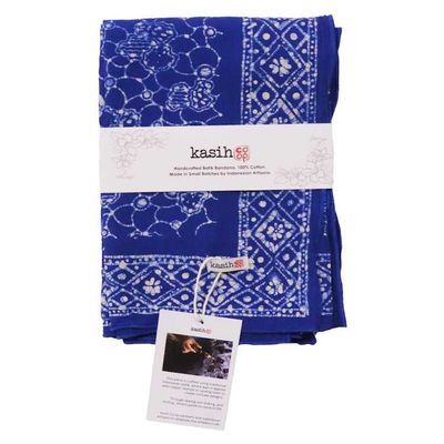 Alternate image for Large 39 Hand Dyed Batik Bandana, 100% Soft Cotton, Boulder, Blue