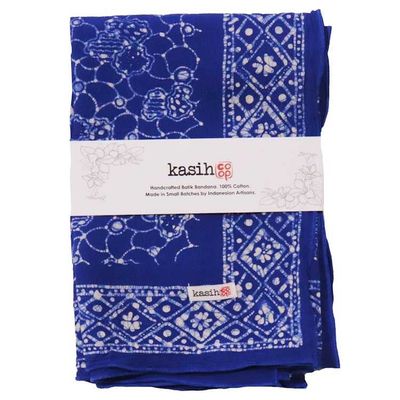 Alternate image for Large 39 Hand Dyed Batik Bandana, 100% Soft Cotton, Boulder, Blue