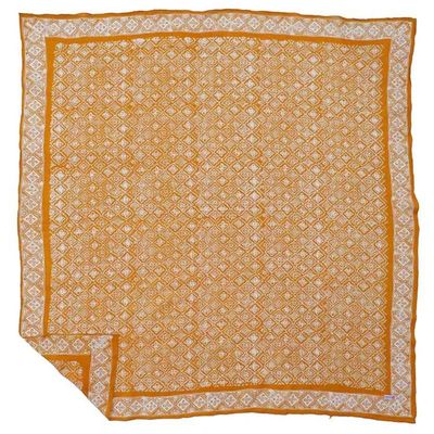 Alternate image for Large 39 Hand Dyed Batik Bandana, 100% Soft Cotton, Mustard, Yellow, Fall Autumn, Kamboja