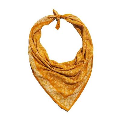 Alternate image for Large 39 Hand Dyed Batik Bandana, 100% Soft Cotton, Mustard, Yellow, Fall Autumn, Kamboja