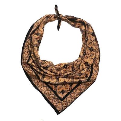 Alternate image for Large 39, Hand Dyed Batik Bandana, Harvest, Brown Black, Oversized, XL