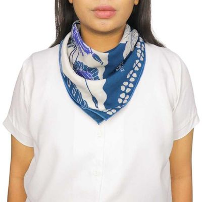 Alternate image for Full Hand Drawn Batik Tulis Bandana Authentic, 100% Soft Cotton, Hibiscus Poppy Flowers , Pagi Sore