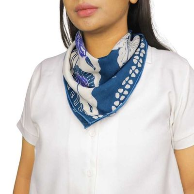 Alternate image for Full Hand Drawn Batik Tulis Bandana Authentic, 100% Soft Cotton, Hibiscus Poppy Flowers , Pagi Sore