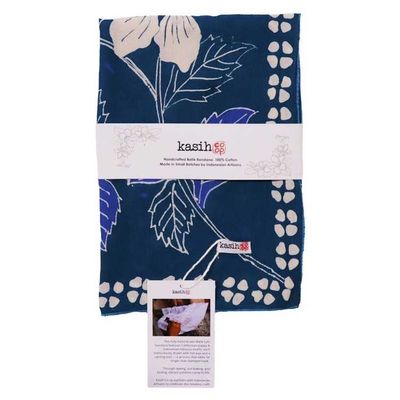 Alternate image for Full Hand Drawn Batik Tulis Bandana Authentic, 100% Soft Cotton, Hibiscus Poppy Flowers , Pagi Sore