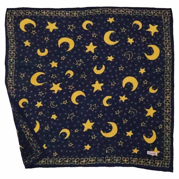 Alternate image for Full Hand Drawn Batik Tulis Bandana Authentic, 100% Soft Cotton, Celestial Blue, Moon and star