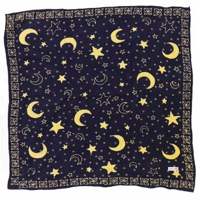 Alternate image for Full Hand Drawn Batik Tulis Bandana Authentic, 100% Soft Cotton, Celestial Blue, Moon and star