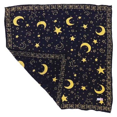 Alternate image for Full Hand Drawn Batik Tulis Bandana Authentic, 100% Soft Cotton, Celestial Blue, Moon and star