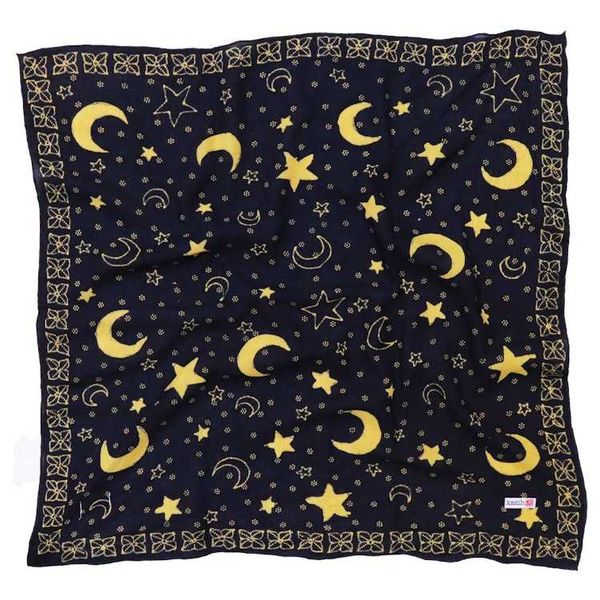 Alternate image for Full Hand Drawn Batik Tulis Bandana Authentic, 100% Soft Cotton, Celestial Blue, Moon and star