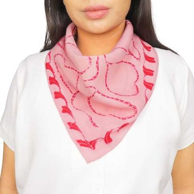 Alternate image for Full Hand Drawn Batik Tulis Bandana Authentic, 100% Soft Cotton, Pink Heart, Mothers Day Gift