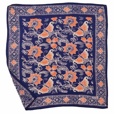 Alternate image for Hand Dyed Batik Bandana, 100% Soft Cotton, Passion Flutter, Blue, Peach