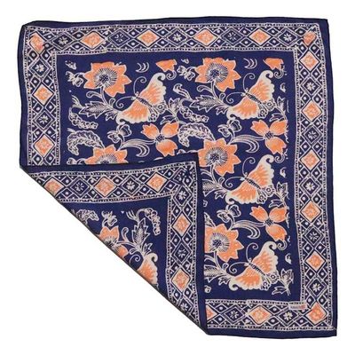 Alternate image for Hand Dyed Batik Bandana, 100% Soft Cotton, Passion Flutter, Blue, Peach