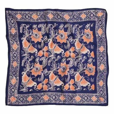 Alternate image for Hand Dyed Batik Bandana, 100% Soft Cotton, Passion Flutter, Blue, Peach