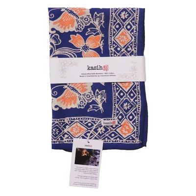 Alternate image for Hand Dyed Batik Bandana, 100% Soft Cotton, Passion Flutter, Blue, Peach
