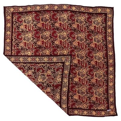 Alternate image for Large 39 Hand Dyed Batik Bandana, 100% Soft Cotton, Sunlit Garden, Red Burgundy