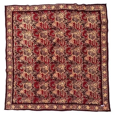 Alternate image for Large 39 Hand Dyed Batik Bandana, 100% Soft Cotton, Sunlit Garden, Red Burgundy