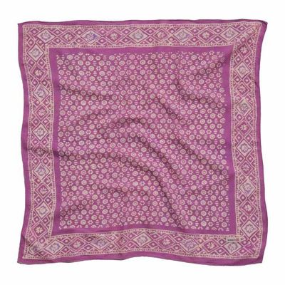 Alternate image for Hand Dyed Batik Bandana, 100% Soft Cotton, Timeless Trace, Purple Flower, Lilac, Lavender, Pink