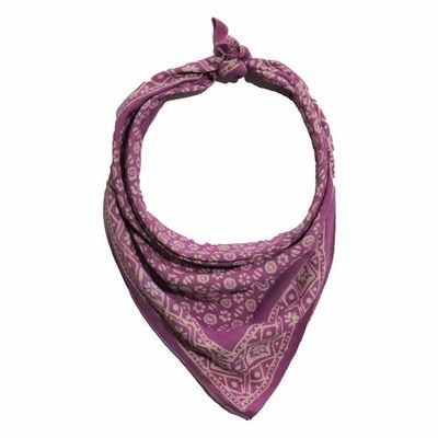 Alternate image for Hand Dyed Batik Bandana, 100% Soft Cotton, Timeless Trace, Purple Flower, Lilac, Lavender, Pink