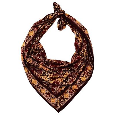 Alternate image for Large 39 Hand Dyed Batik Bandana, 100% Soft Cotton, Sunlit Garden, Red Burgundy