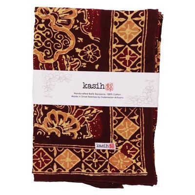 Alternate image for Large 39 Hand Dyed Batik Bandana, 100% Soft Cotton, Sunlit Garden, Red Burgundy