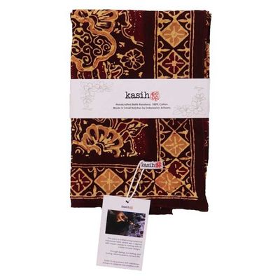 Alternate image for Large 39 Hand Dyed Batik Bandana, 100% Soft Cotton, Sunlit Garden, Red Burgundy