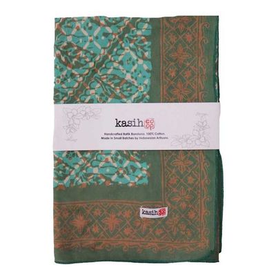 Alternate image for Large 39 Hand Dyed Batik Bandana, 100% Soft Cotton, Leaf Grid