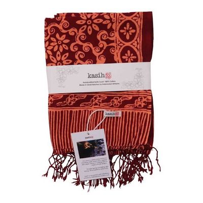 Alternate image for Handmade Batik Scarf, Soft Cotton, Loop, Red, Burgundy