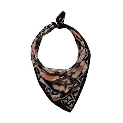 Alternate image for Hand Dyed Batik Bandana, 100% Soft Cotton, Citrus Noir, Peach Orange Black