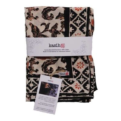 Alternate image for Hand Dyed Batik Bandana, 100% Soft Cotton, Citrus Noir, Peach Orange Black