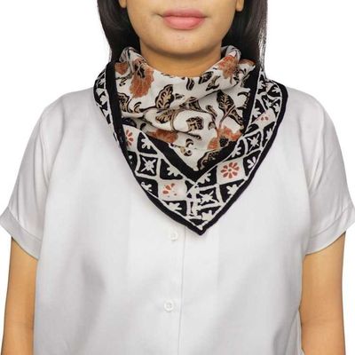 Alternate image for Hand Dyed Batik Bandana, 100% Soft Cotton, Citrus Noir, Peach Orange Black