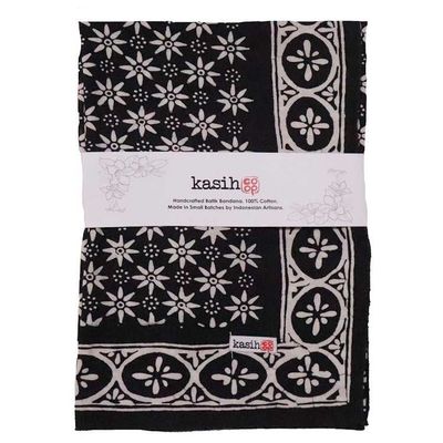 Alternate image for Large 39 Hand Dyed Batik Bandana, 100% Soft Cotton, Black Mirage