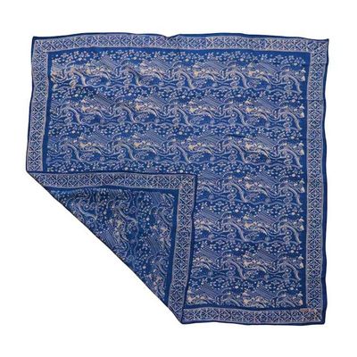 Alternate image for Large 39 Hand Dyed Batik Bandana, 100% Soft Cotton, Tidal Flow, Blue
