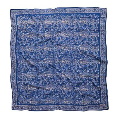 Alternate image for Large 39 Hand Dyed Batik Bandana, 100% Soft Cotton, Tidal Flow, Blue