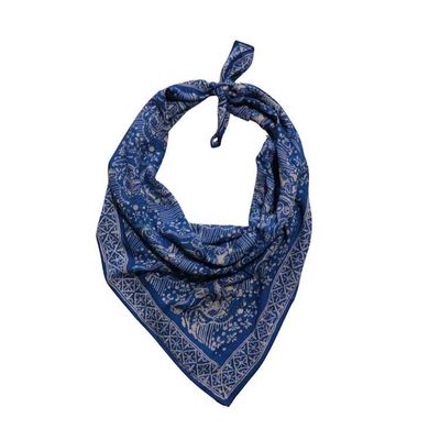 Alternate image for Large 39 Hand Dyed Batik Bandana, 100% Soft Cotton, Tidal Flow, Blue