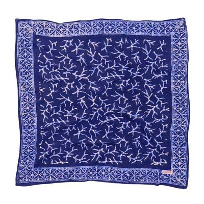 Alternate image for Hand Dyed Batik Bandana, 100% Soft Cotton, Mark, Navy Blue