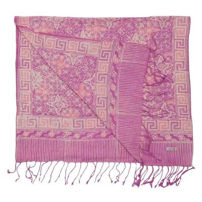 Alternate image for Handmade Batik Scarf - soft Cotton - Lavender Love